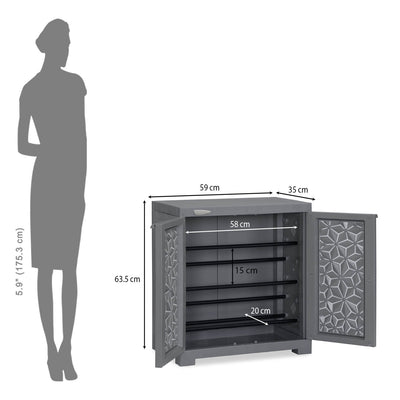 Nilkamal Freedom Star (FMSC09STR) Plastic Shoe Cabinet (Haze Grey & Milky White)