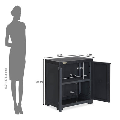 Nilkamal Freedom Small (FMS) Plastic Storage Cabinet (Charcoal Grey) - Size In Centimeter