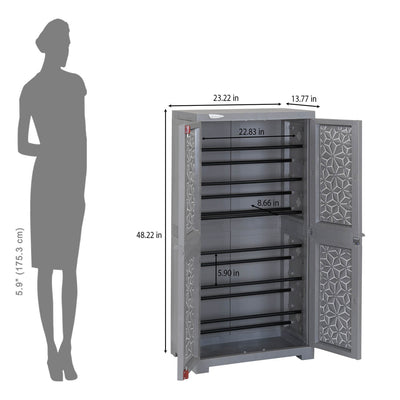 Nilkamal Freedom Star (FMSC18STR) Plastic Shoe Cabinet (Haze Grey & Milky White) - Size In Inches