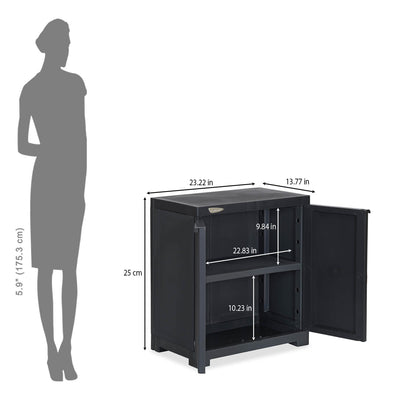 Nilkamal Freedom Small (FMS) Plastic Storage Cabinet (Charcoal Grey) - Size In Inches