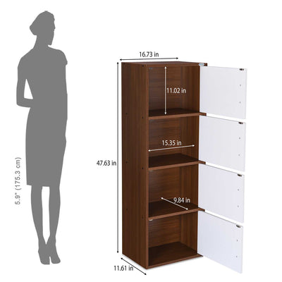 Nilkamal Sear 4 Tier Storage Cabinet (Classic Walnut & White)