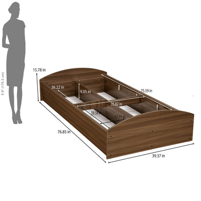 Nilkamal Addison Single Bed With Box Storage (Classic Walnut)