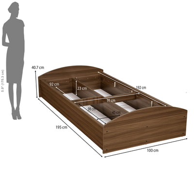 Nilkamal Addison Single Bed With Box Storage (Classic Walnut)