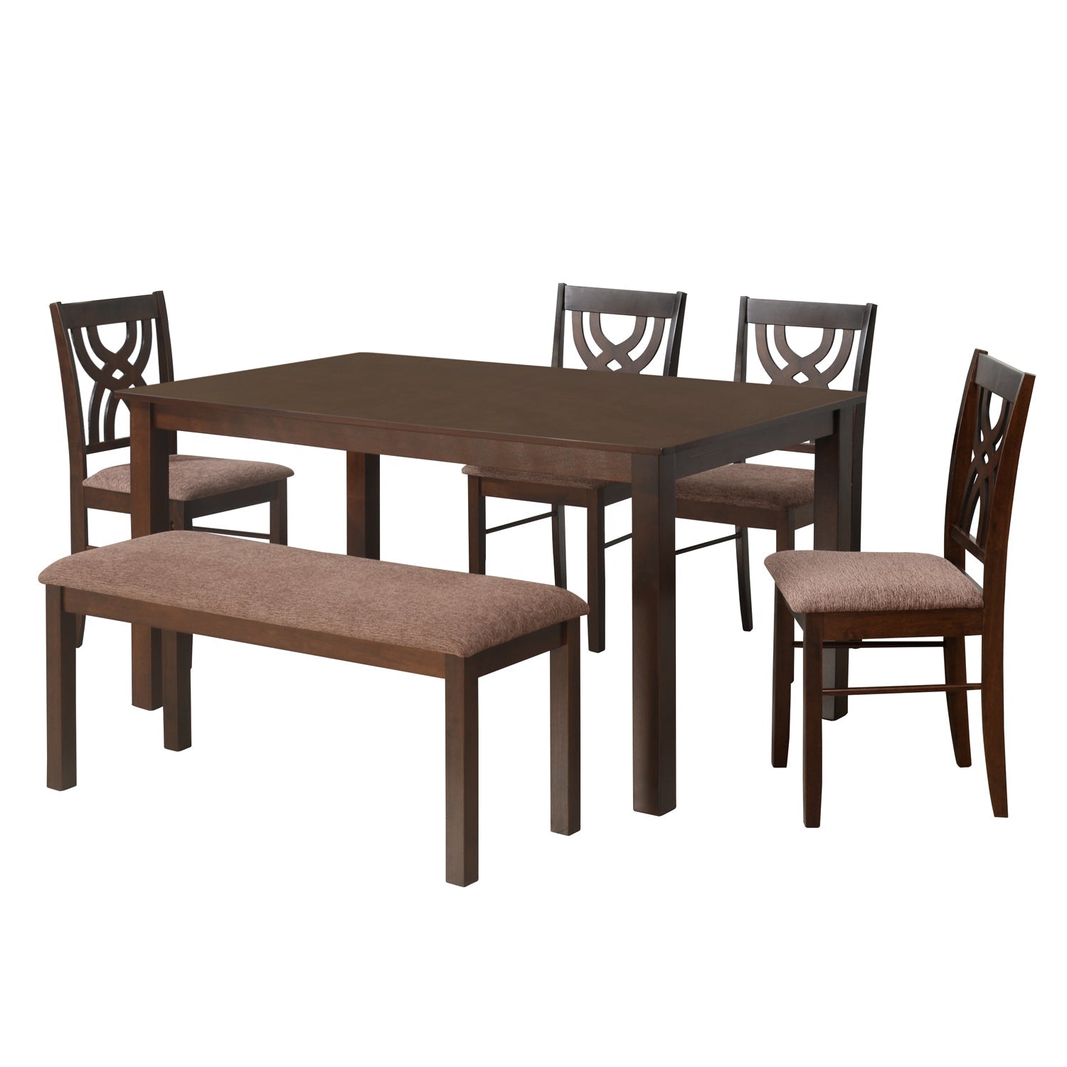 Nilkamal Alice 6 Seater Dining Set With Bench (Antique Cherry)