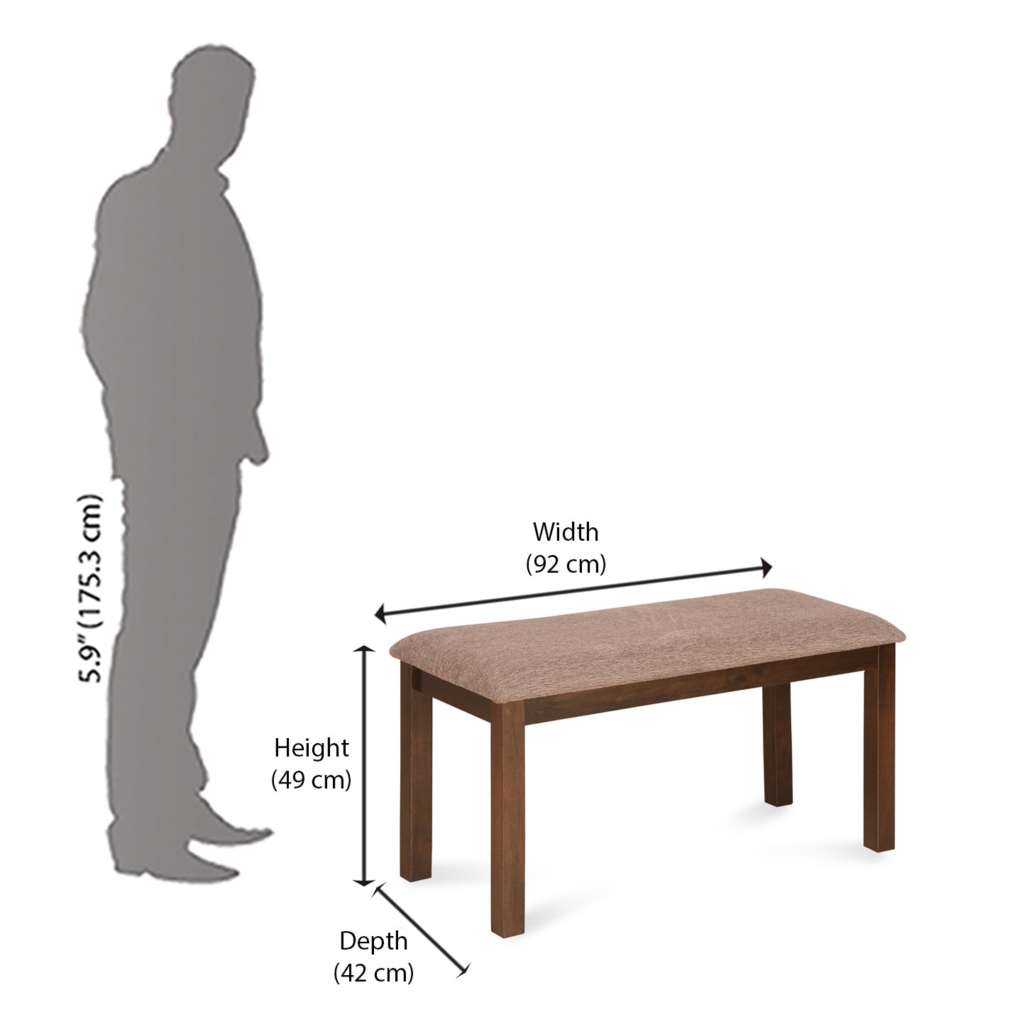 Nilkamal Alice Multi Use Medium Sitting Bench for Living Room | Dining Room (Antique Cherry)