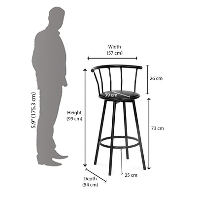 Nilkamal Bayern Rotating Seat Bar Stool (Black)