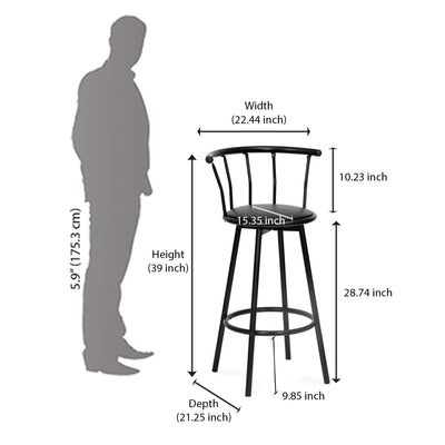 Nilkamal Bayern Rotating Seat Bar Stool (Black)