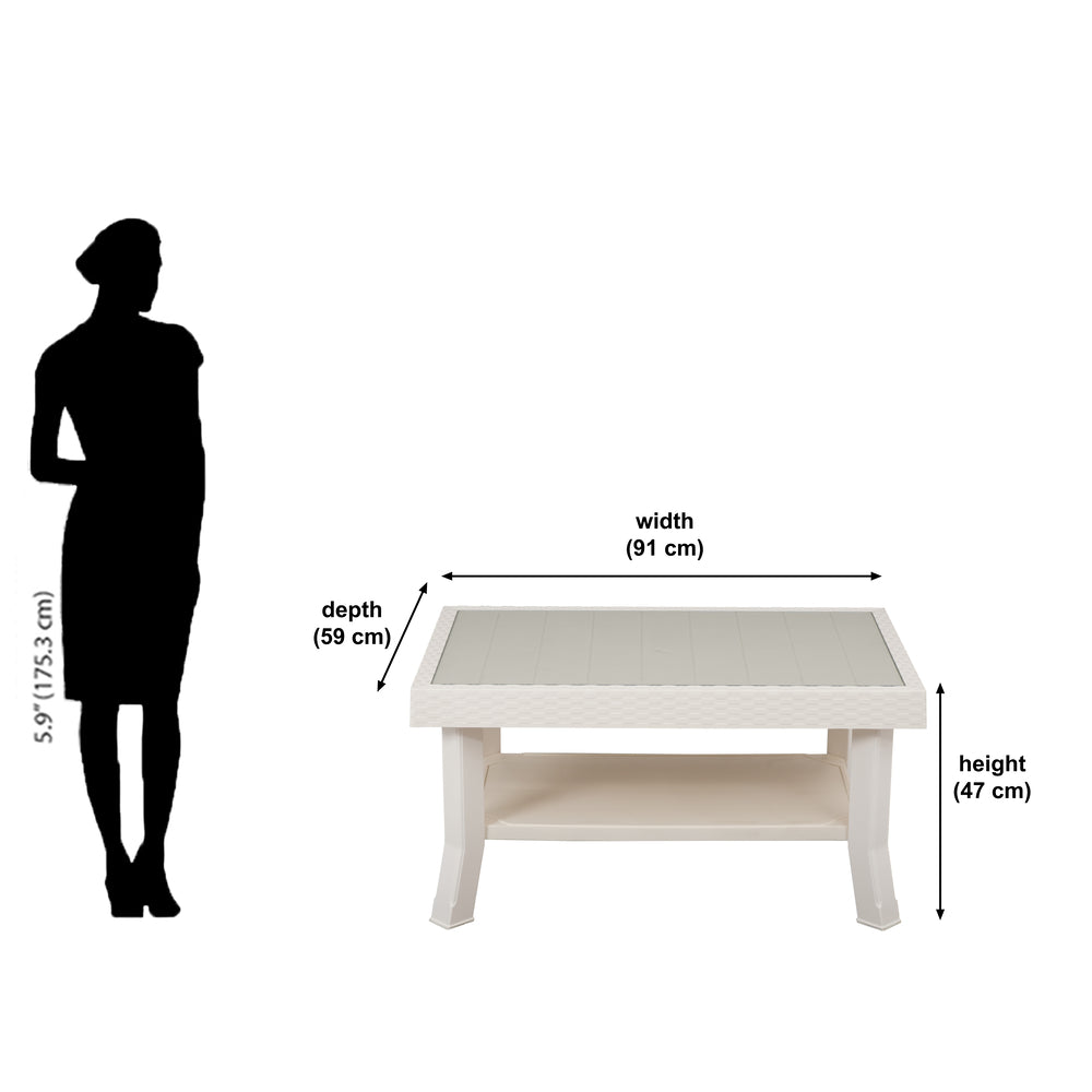 Nilkamal Center Table 1 Cane & Glass