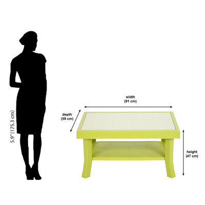 Nilkamal Center Table 1 Cane & Glass