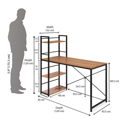 Nilkamal Dalton Desk with Bookshelf (Walnut)