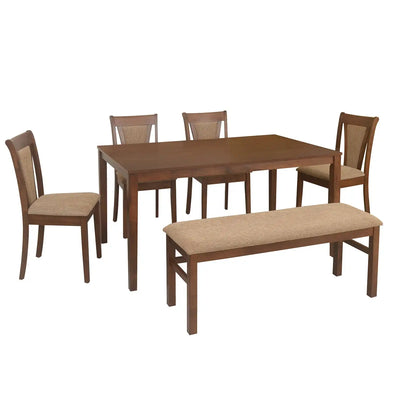 Nilkamal Jewel Six Seater Dining Set With Bench (Walnut)