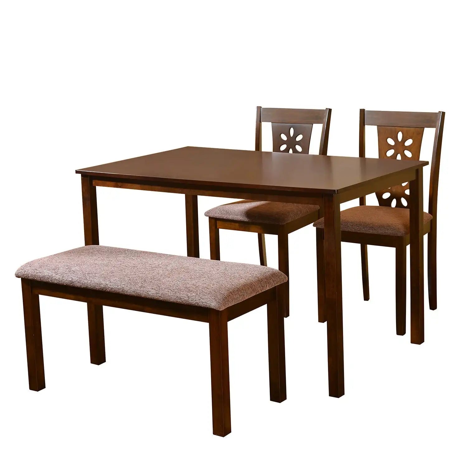 Nilkamal Sutlej 4 Seater Dining Set With Bench (Antique Cherry)