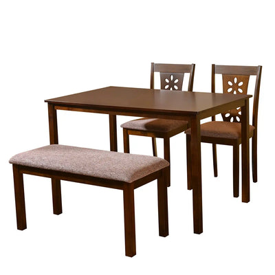 Nilkamal Sutlej 4 Seater Dining Set With Bench (Antique Cherry)