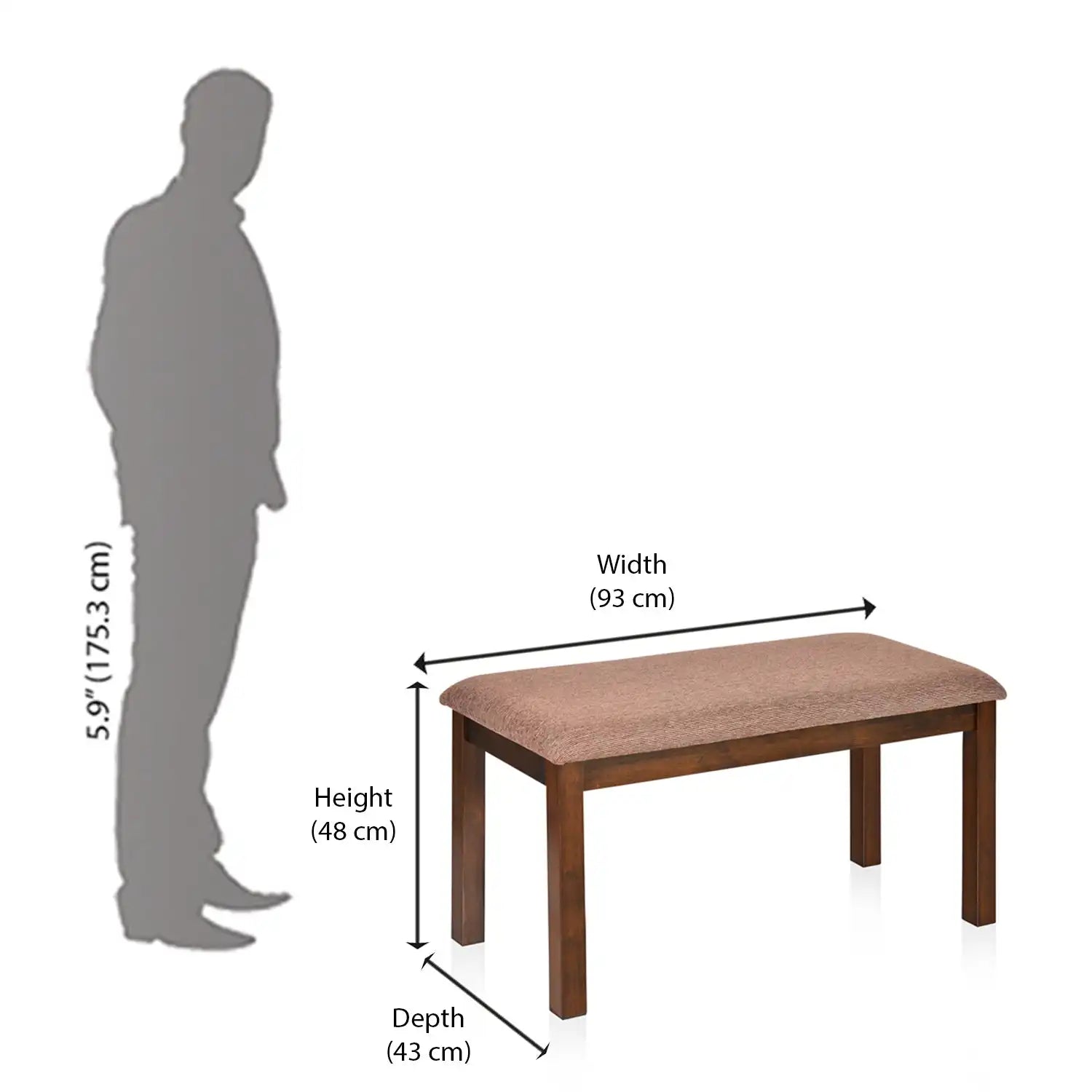 Nilkamal Sutlej 4 Seater Dining Set With Bench (Antique Cherry)