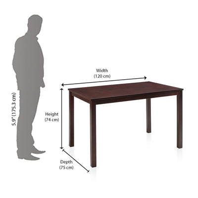 Nilkamal Peak Four Seater Dining Table (Cappuccino)