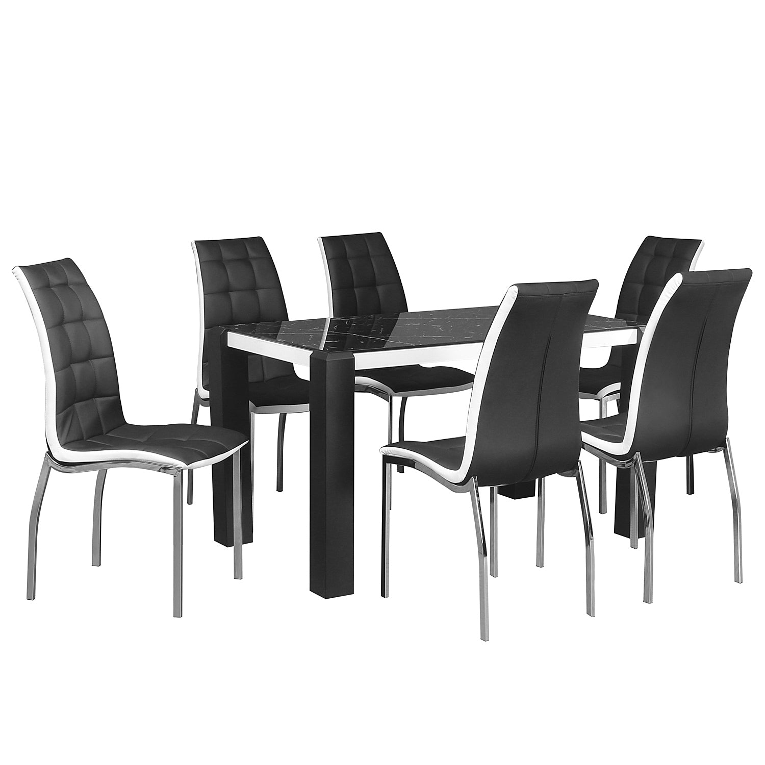 Nilkamal Fortica 6 Seater Dining Set (Black and White)