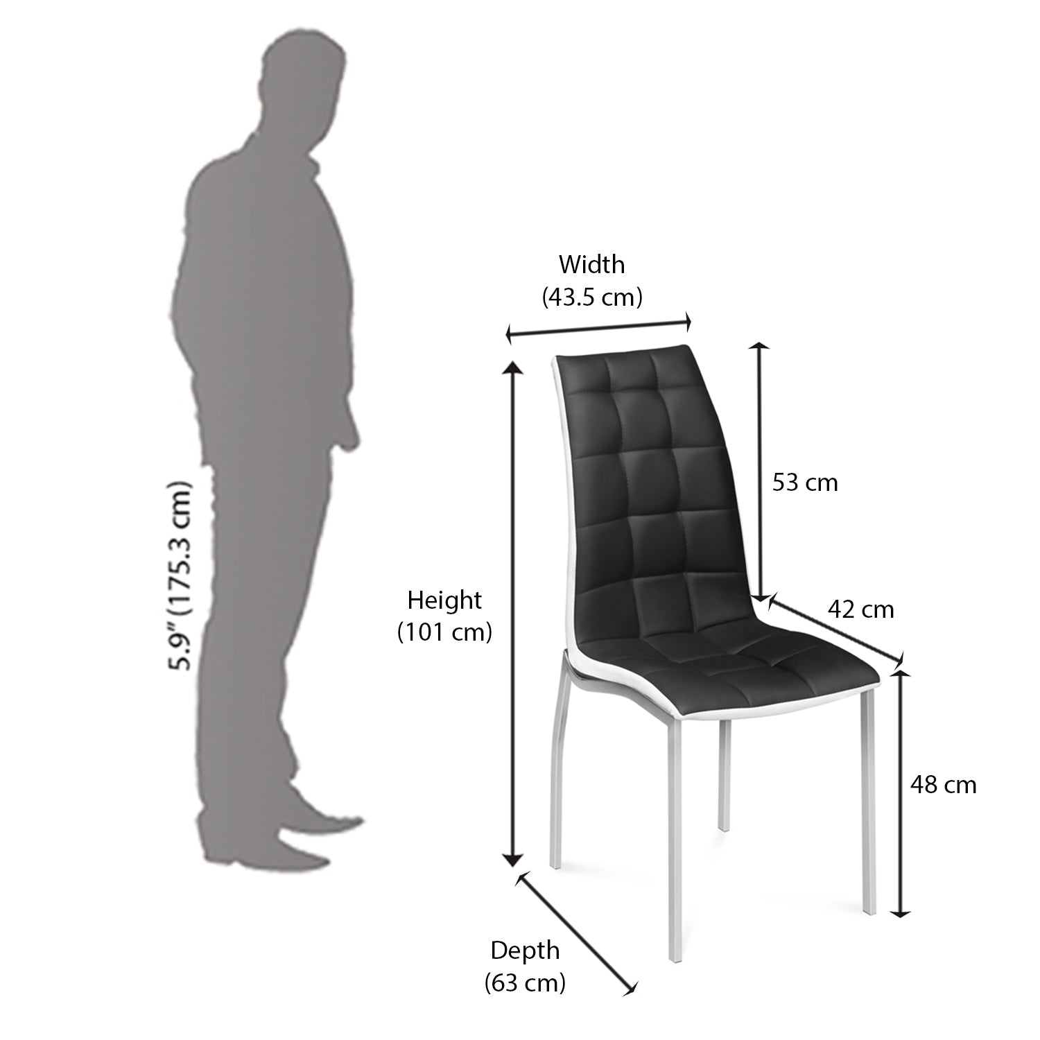 Nilkamal Fortica 4 Seater Dining Set (Black and White)