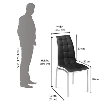 Nilkamal Fortica 4 Seater Dining Set (Black and White)