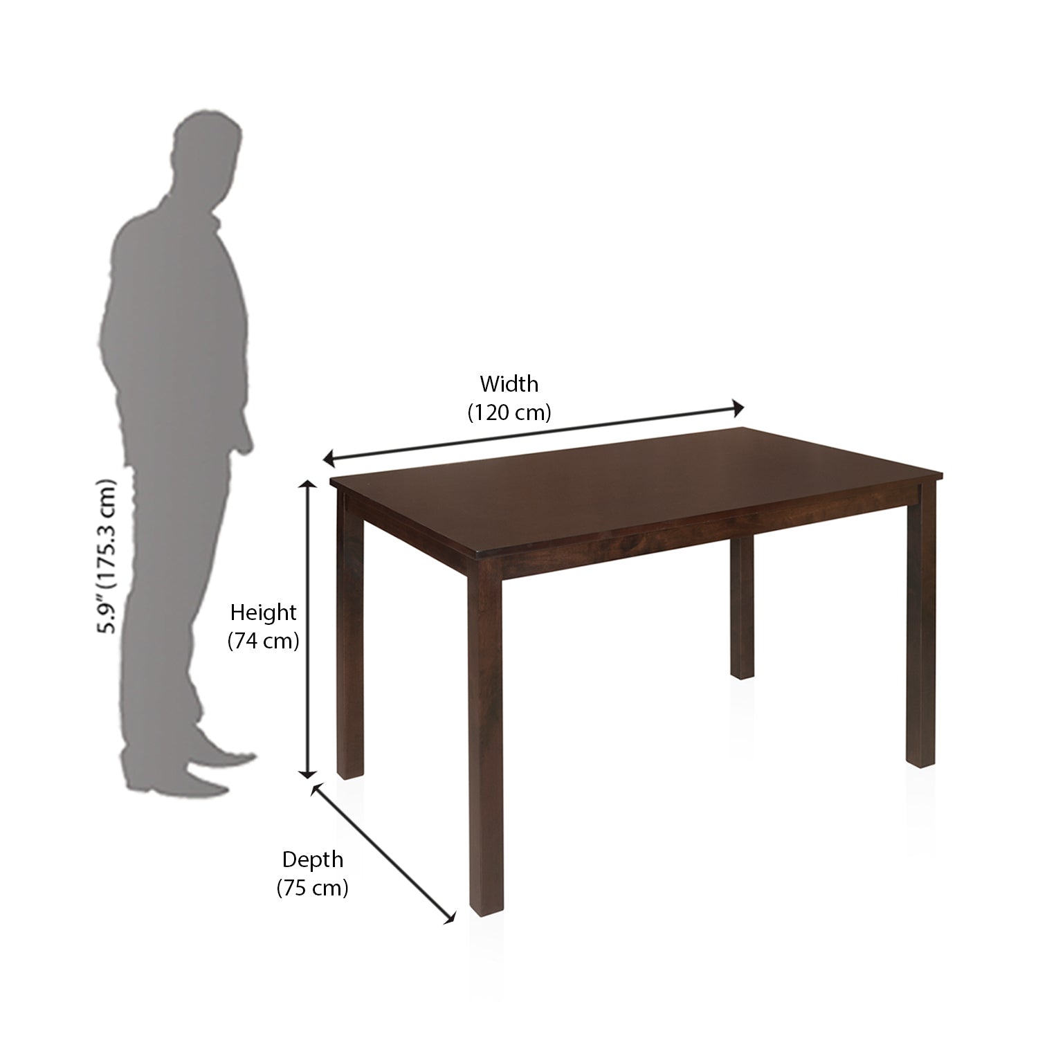 Nilkamal Gem Four Seater Dining Table (Cappuccino)