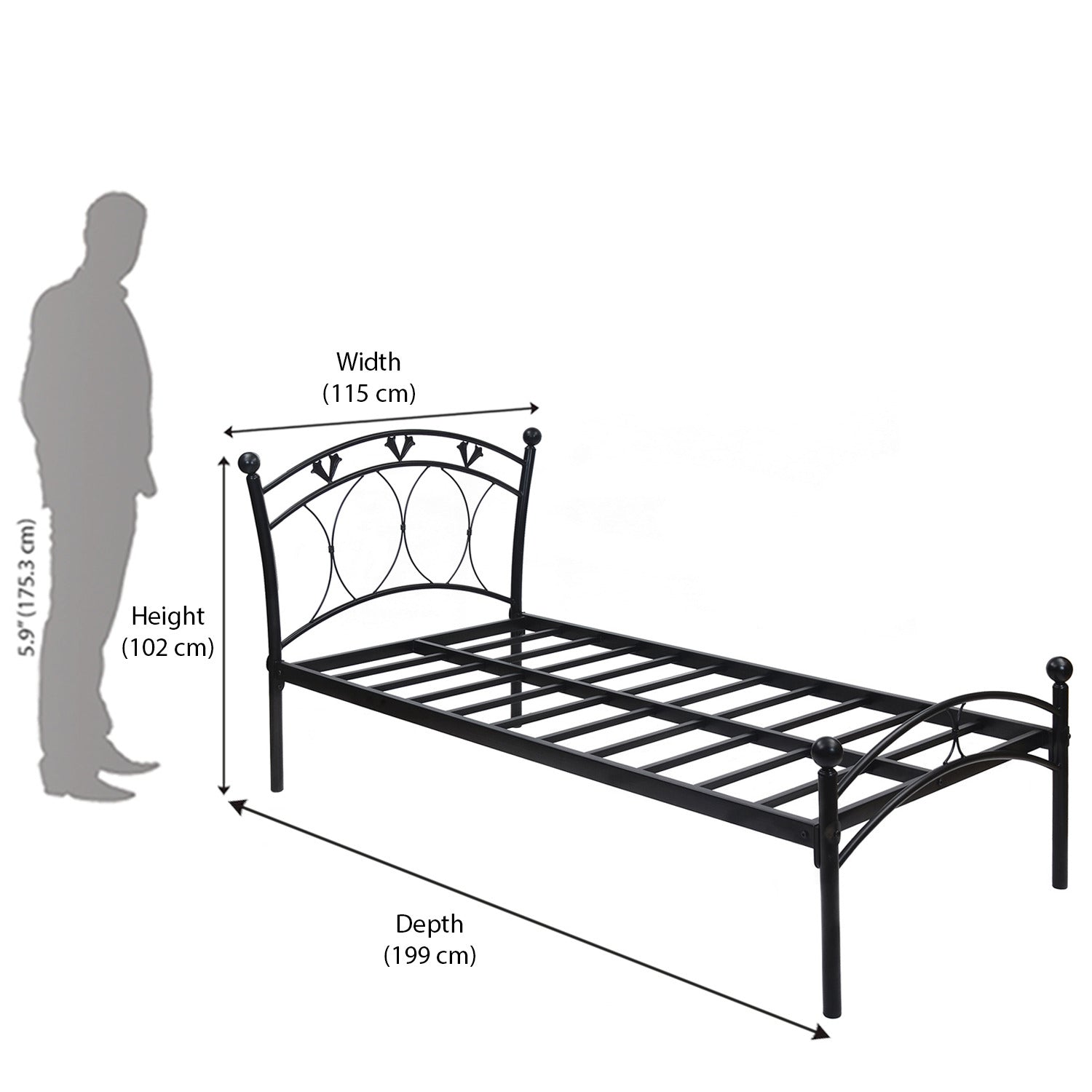 Nilkamal Hydra Metal Single Bed (Black)