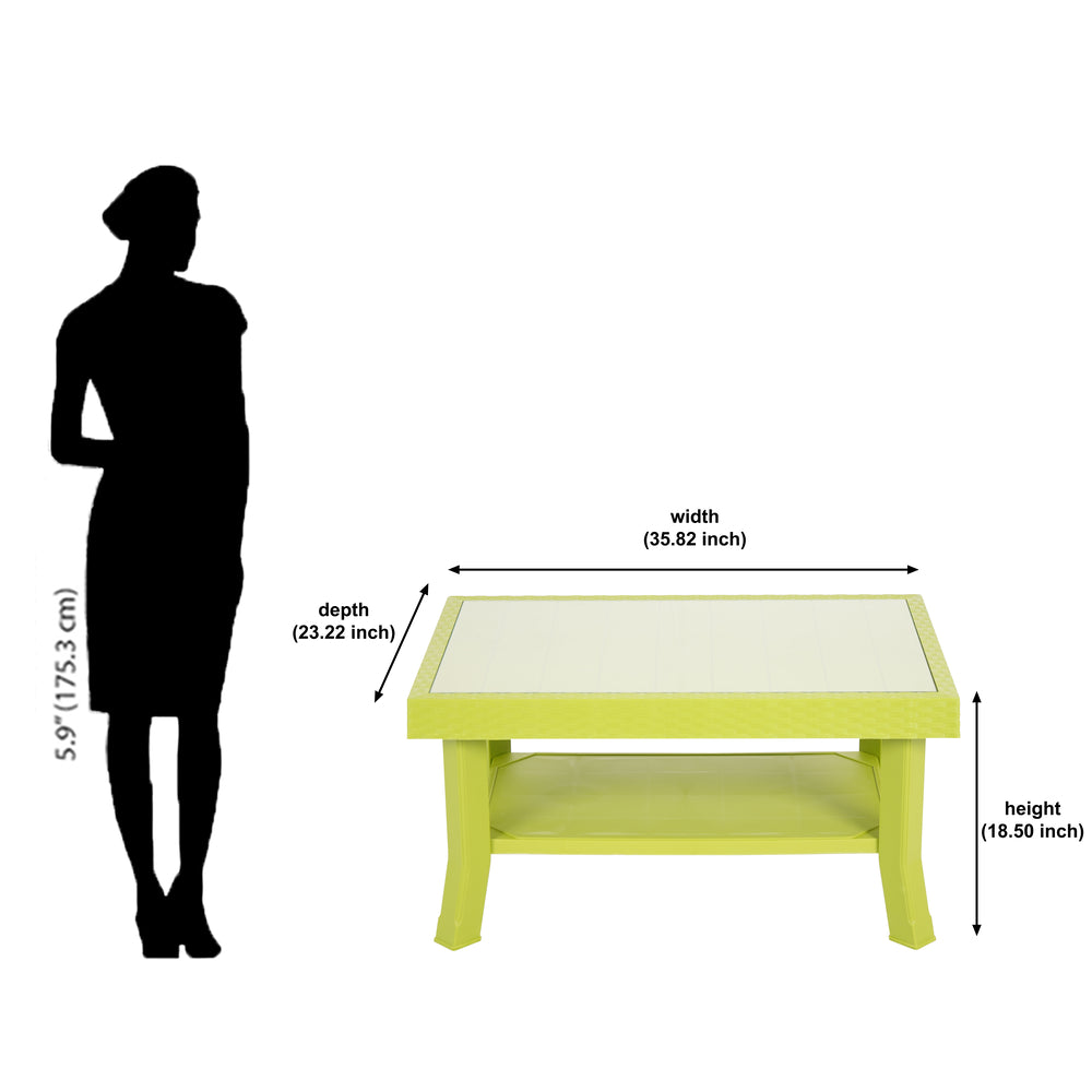 Nilkamal Center Table 1 Cane & Glass