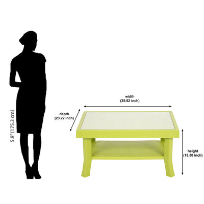 Nilkamal Center Table 1 Cane & Glass