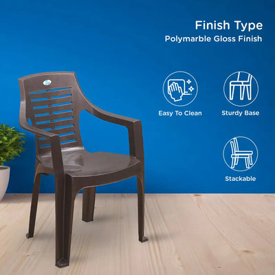 Nilkamal CHR6020 Plastic Arm Chair (Weather Brown) - Finish Type