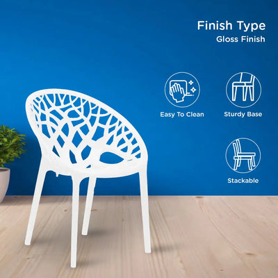 Nilkamal Crystal Polypropylene Armless Chair (Milky White) - Finish Type