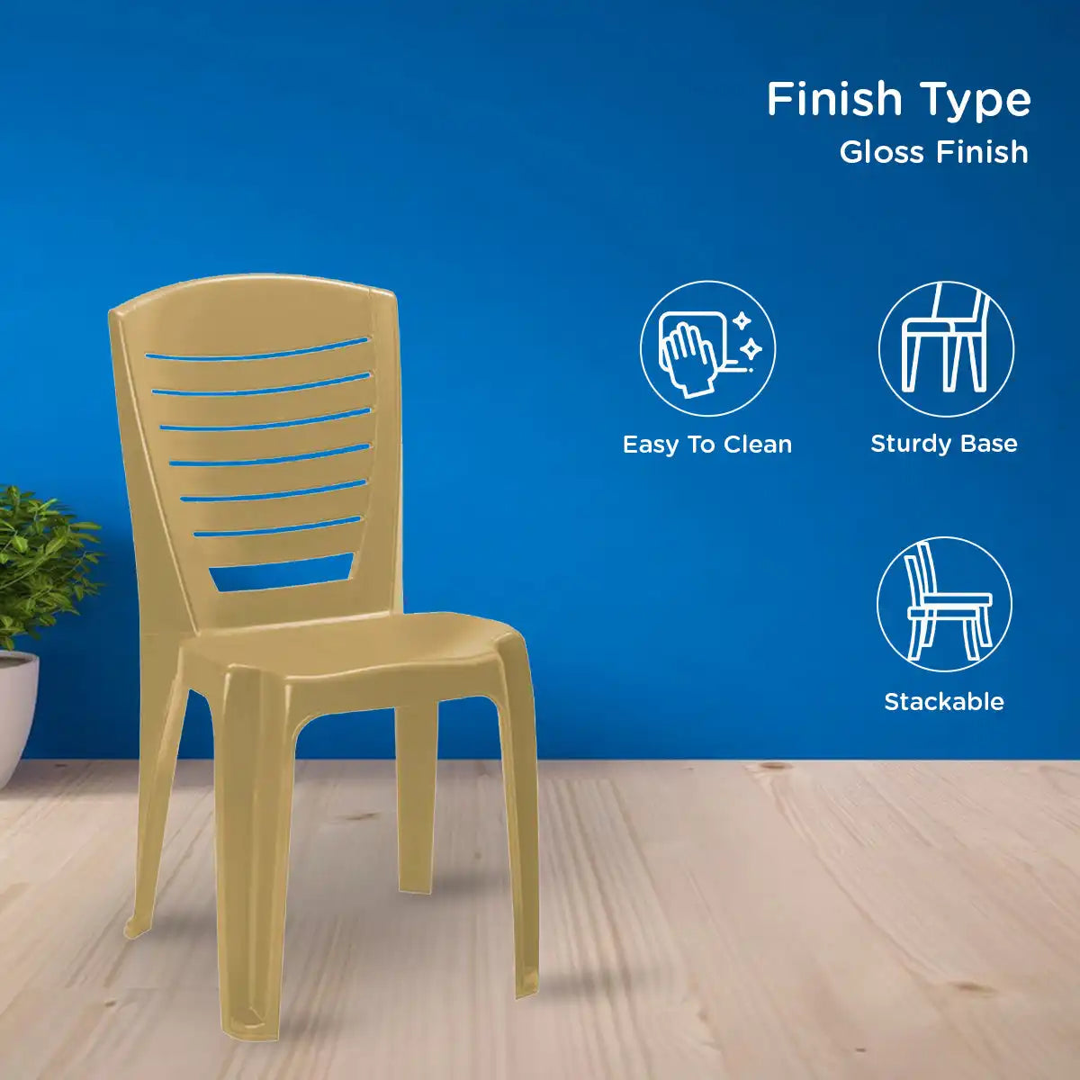 Nilkamal CHR4025 Plastic Armless Chair (Marble Beige)