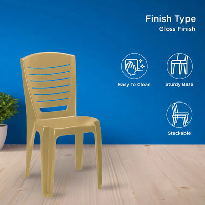 Nilkamal CHR4025 Plastic Armless Chair (Marble Beige)