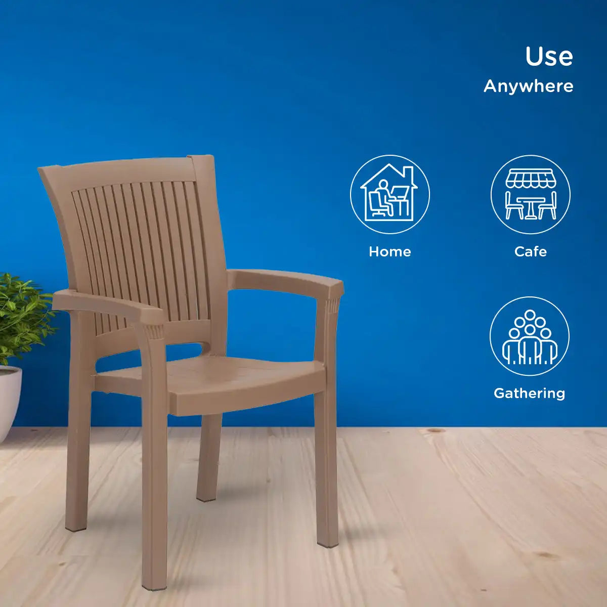 Nilkamal Platinum Premium Plastic Arm Chair (Rattan Dark Beige) - Usages Template