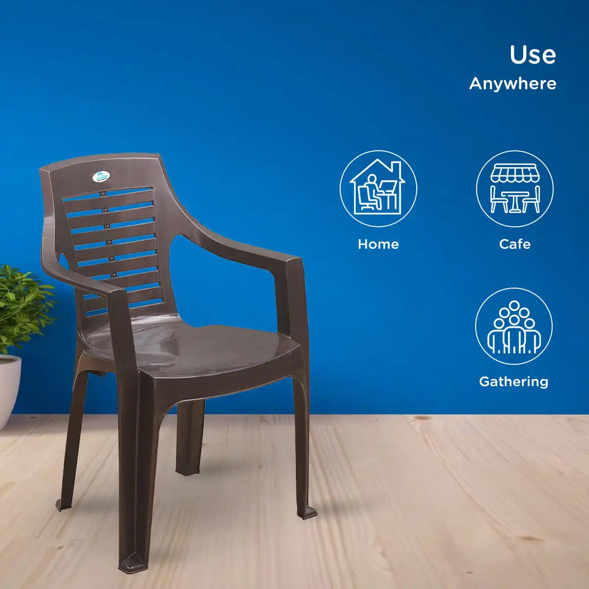 Nilkamal CHR6020 Plastic Arm Chair (Weather Brown) - Multi Purpose Use
