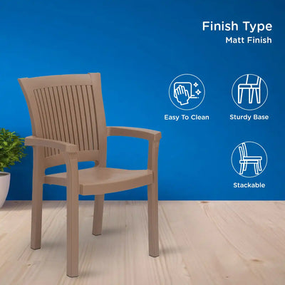 Nilkamal Platinum Premium Plastic Arm Chair (Rattan Dark Beige) - Finish Type Template