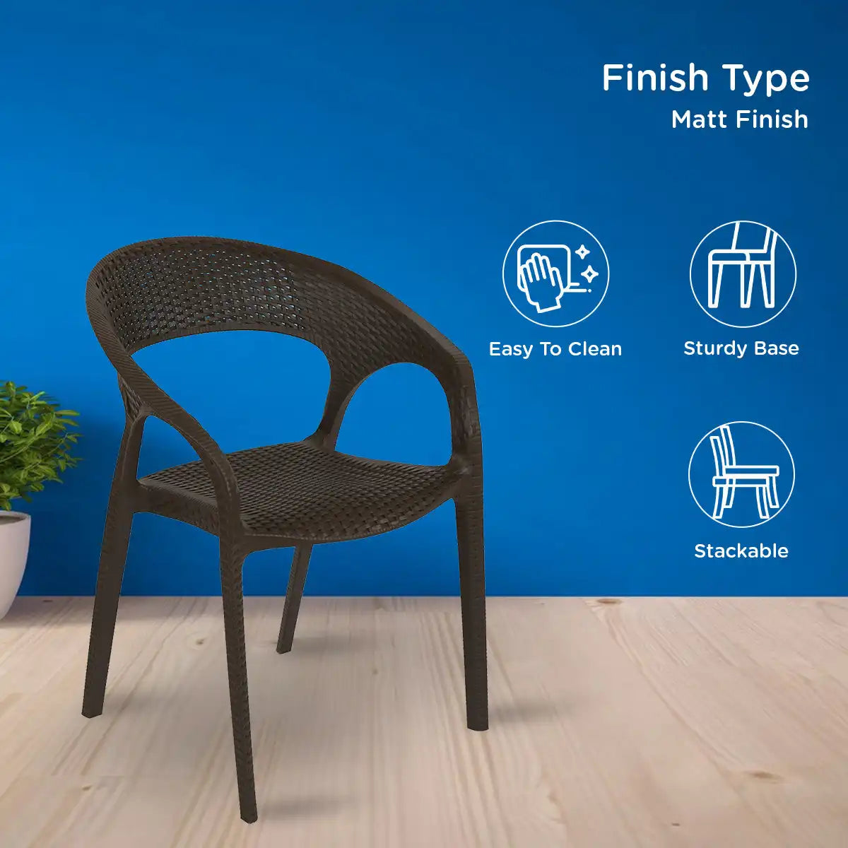 Nilkamal Club Plastic Arm Chair (Season Rust Brown) – Quality