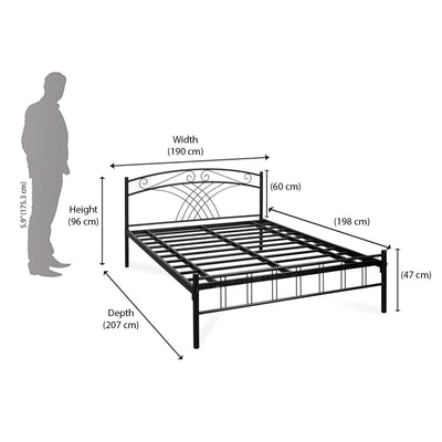 Nilkamal Nimbo Metal King Bed (Black)