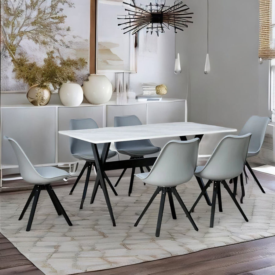 Nilkamal Oyster 6 Seater Dining Set (Dark Walnut)