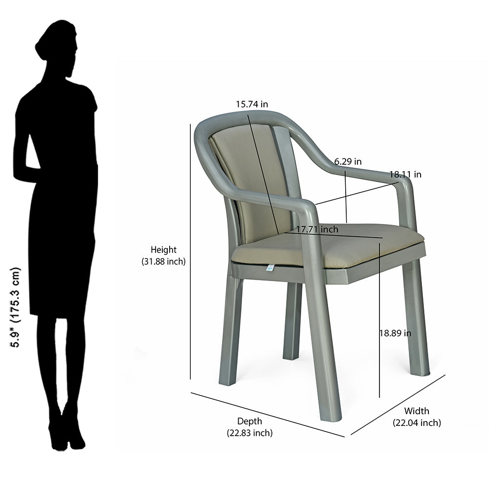 Nilkamal Signature Chair with with Metallic Look and Light Beige Cushion