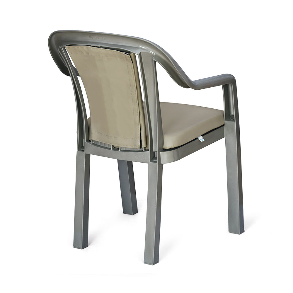 Nilkamal Signature Chair with with Metallic Look and Light Beige Cushion