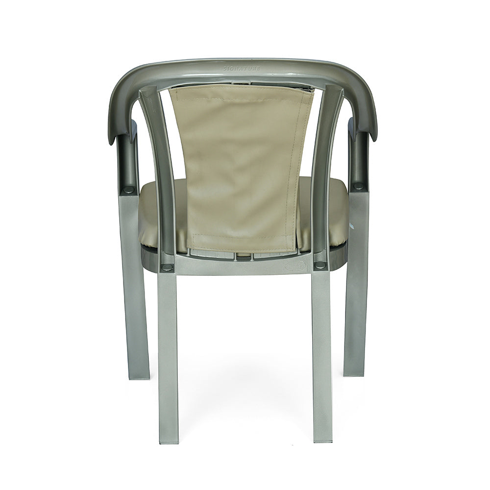 Nilkamal Signature Chair with with Metallic Look and Light Beige Cushion
