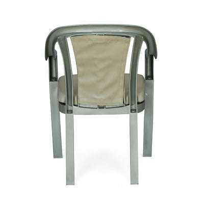 Nilkamal Signature Chair with with Metallic Look and Light Beige Cushion
