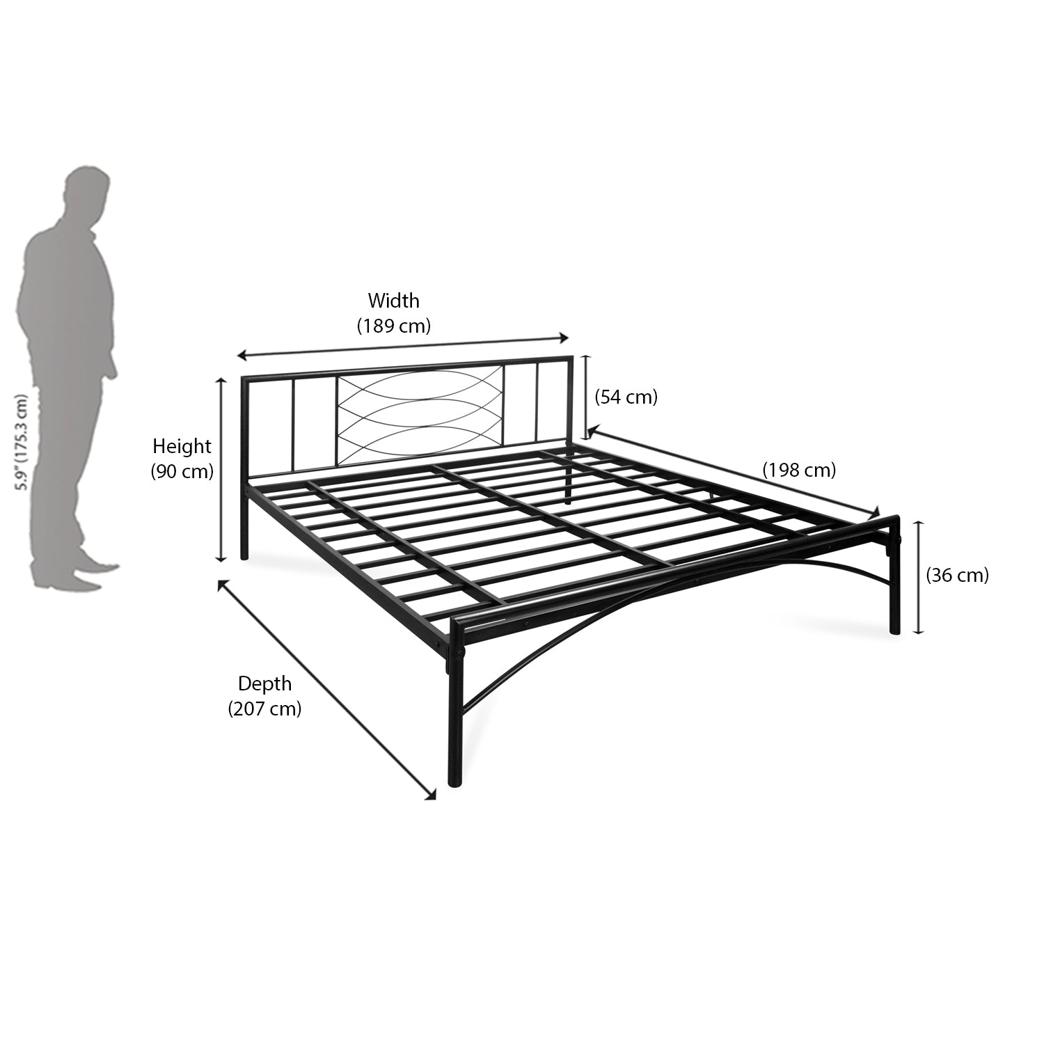 Nilkamal Ursa Metal King Bed (Black)