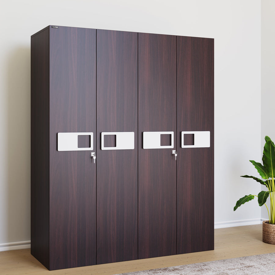 Nilkamal Ignis New 4 Door Wardrobe (Dark Brown)