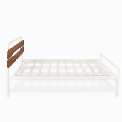 Nilkamal Nova Metal King Bed (Ivory/Walnut)
