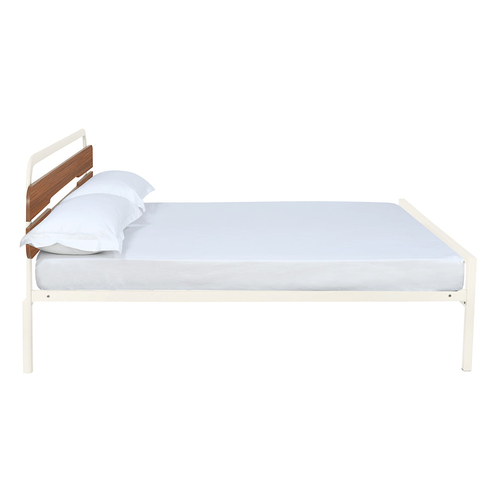 Nilkamal Nova Metal King Bed (Ivory/Walnut)