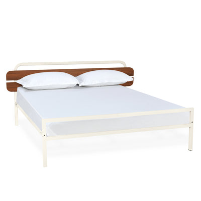 Nilkamal Nova Metal queen Bed (Ivory/Walnut)