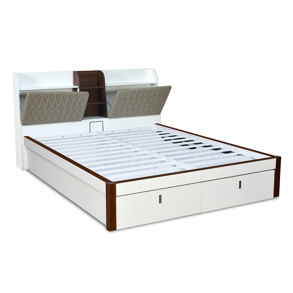 Nilkamal Alps Premier Bed with Full Hydraulic Storage (White)