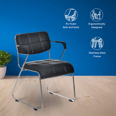 Nilkamal Contract 02 with Arm Visitor Chair (Black)