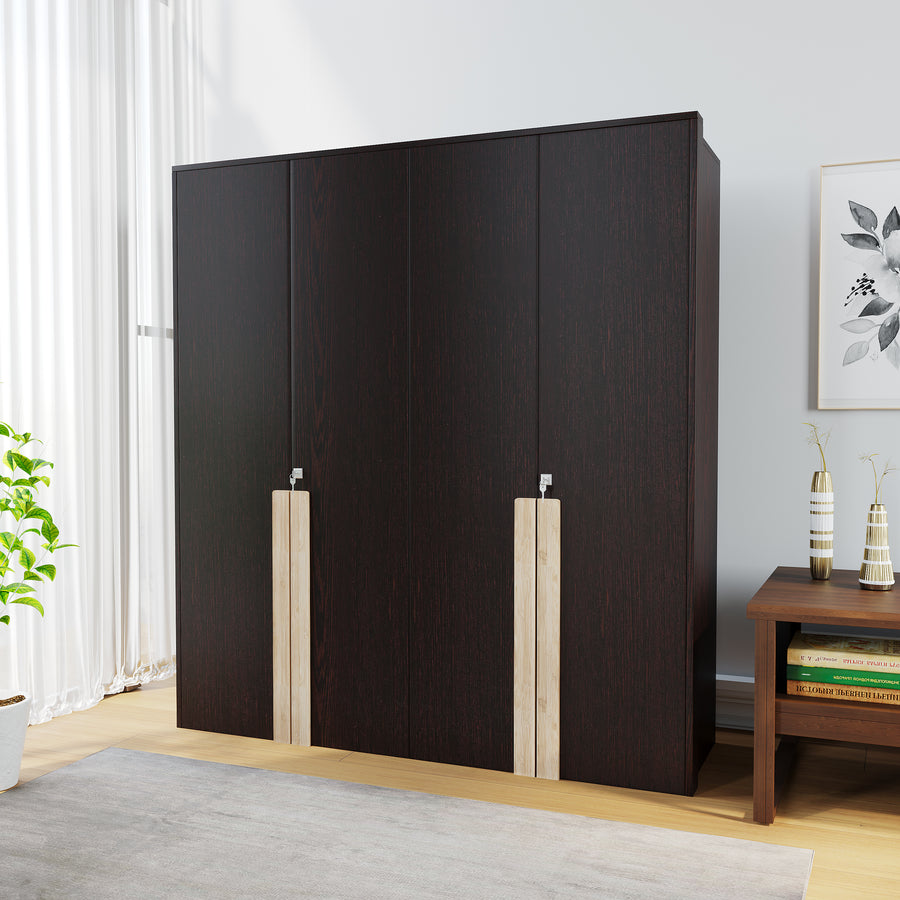 Nilkamal Crysta 4 Door Wardrobe (New Wenge & Natural Ebony)