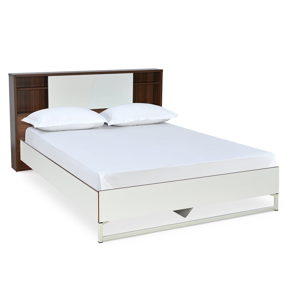 Nilkamal Malcom Meta Bed  (White)