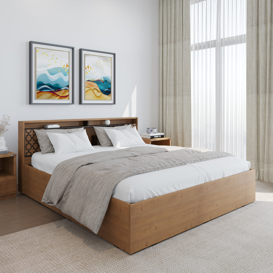 Nilkamal Czar 1 King Bed Box Storage (Wenge/Knotwood)